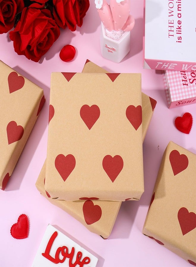 وولاين ورق تغليف هدايا عيد الحب من والين، 6 أوراق - ليس ملفوفًا - ورق كرافت على شكل قلب، مطوي بشكل مسطح، مثالي لحفلات الزفاف، وحفلات استقبال المولود، والذكرى السنوية، والأعمال اليدوية، مقاس 27.6 × 39.4 بوصة - Image 4